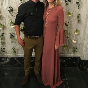 RUSTY ROSE LONG SLEEVE MAXI DRESS